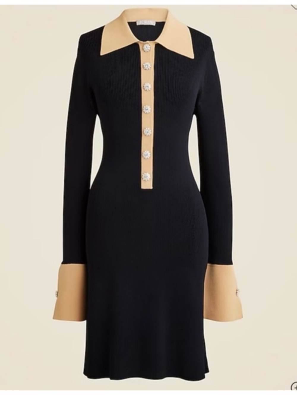 J. Crew Ribbed Knit Dress Rhinestones Accents Minimalist Classy NWT XXS